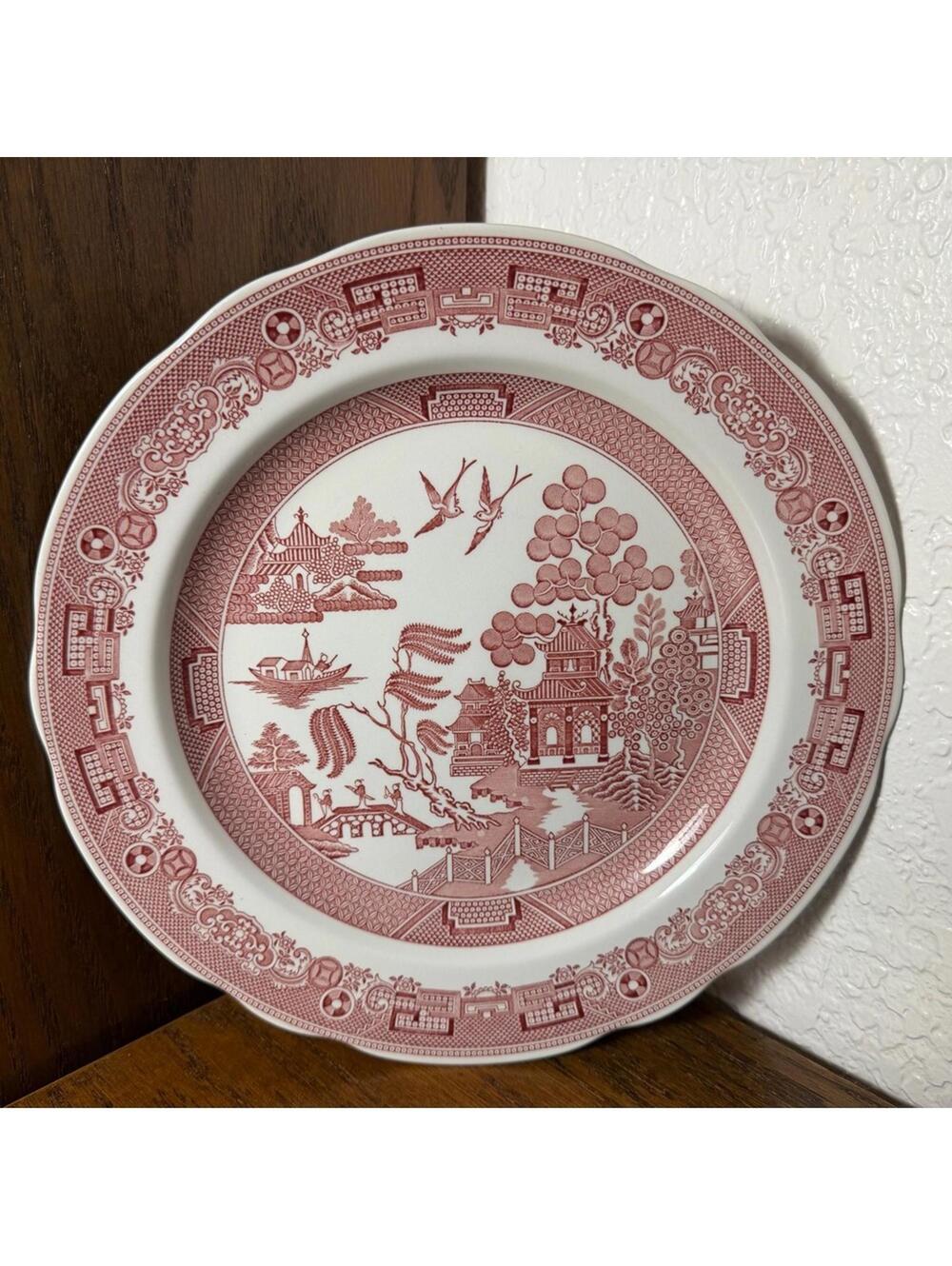SPODE Archive Collection Georgian Series WILLOW 10.5” Dinner Plate Cranberry Red